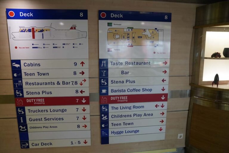 Deck plan displayed on ferry wall