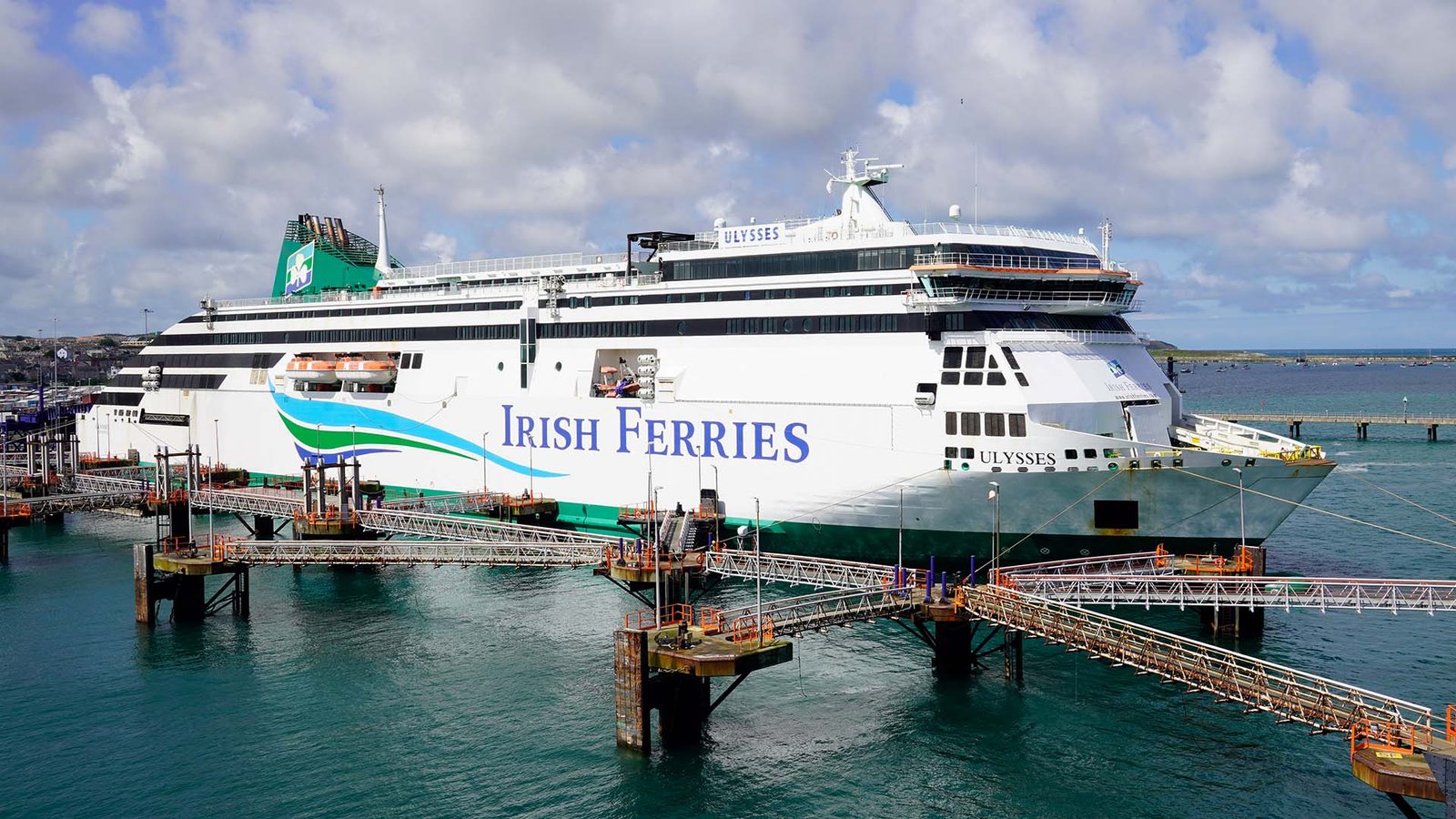Cruise ferry moored in Holyhead harbour