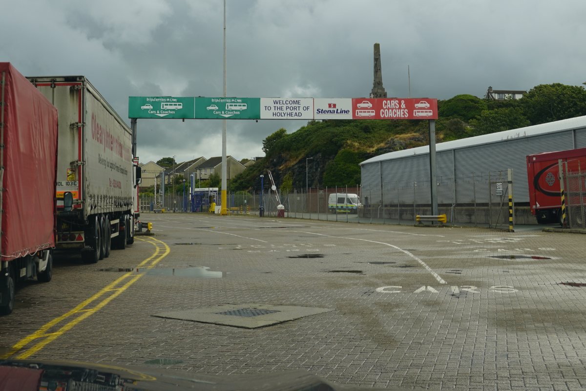 Traffic lanes leading to ferry check-in