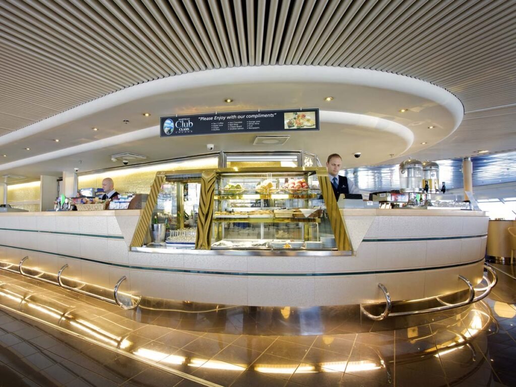 Modern counter area inside ferry lounge