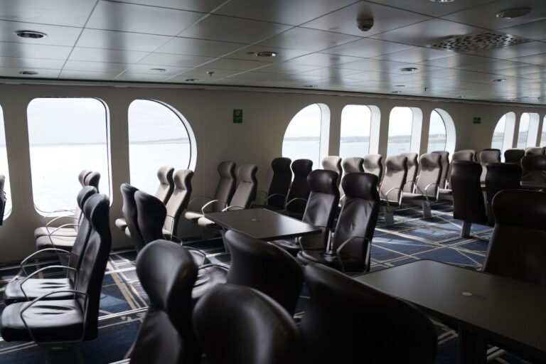 Window seats and tables toward centre of ferry