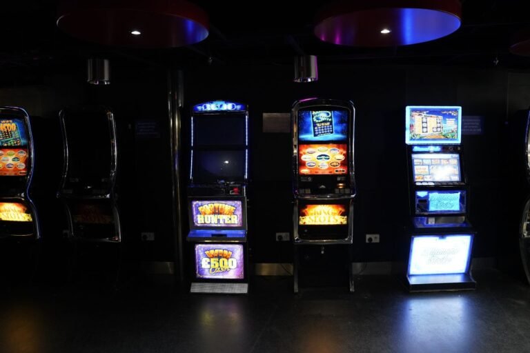Dark room with slot machines