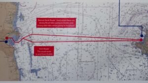 Example of the live wave map used on our website — blue means calm seas.