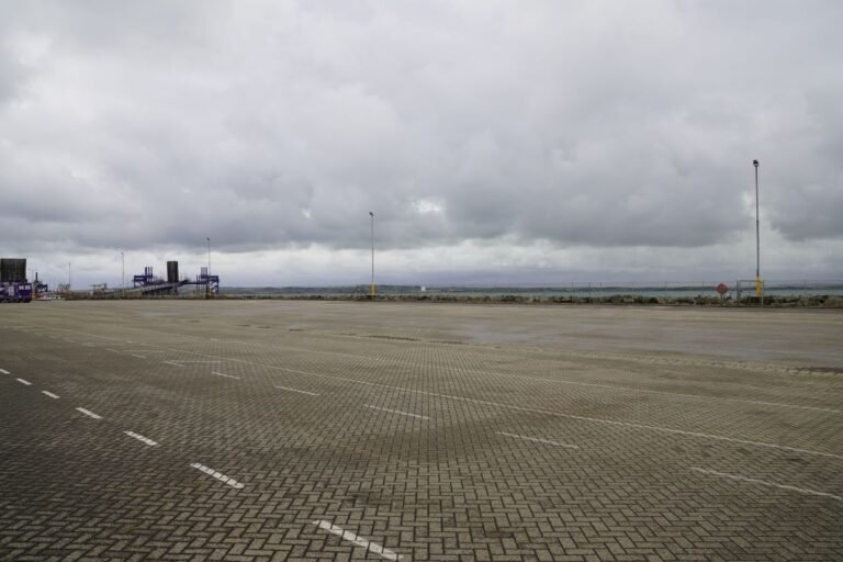 Empty parking area on the quay