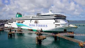 Cruise ferry moored in Holyhead harbour